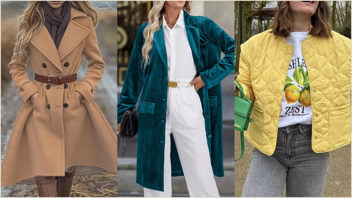 Woman wearing a khaki belted double breasted wool blend coat outdoors, the tailored option in a puffer coat vs wool coat comparison for winter