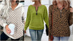 Quarter zip vs half zip: fleece, ribbed knit and checkered quarter zip sweatshirts styled for fall