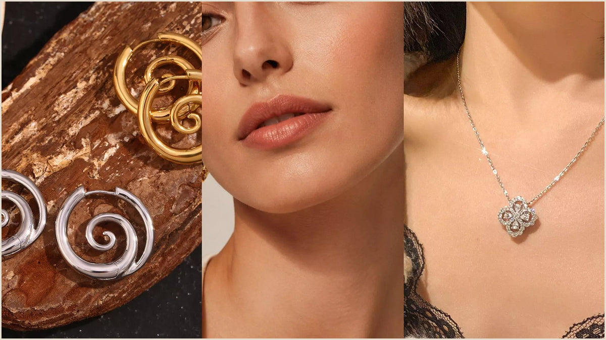 A pair of 18K gold plated stainless steel hoop earrings from Fashorio, one of the picks in this stainless steel vs sterling silver jewelry comparison