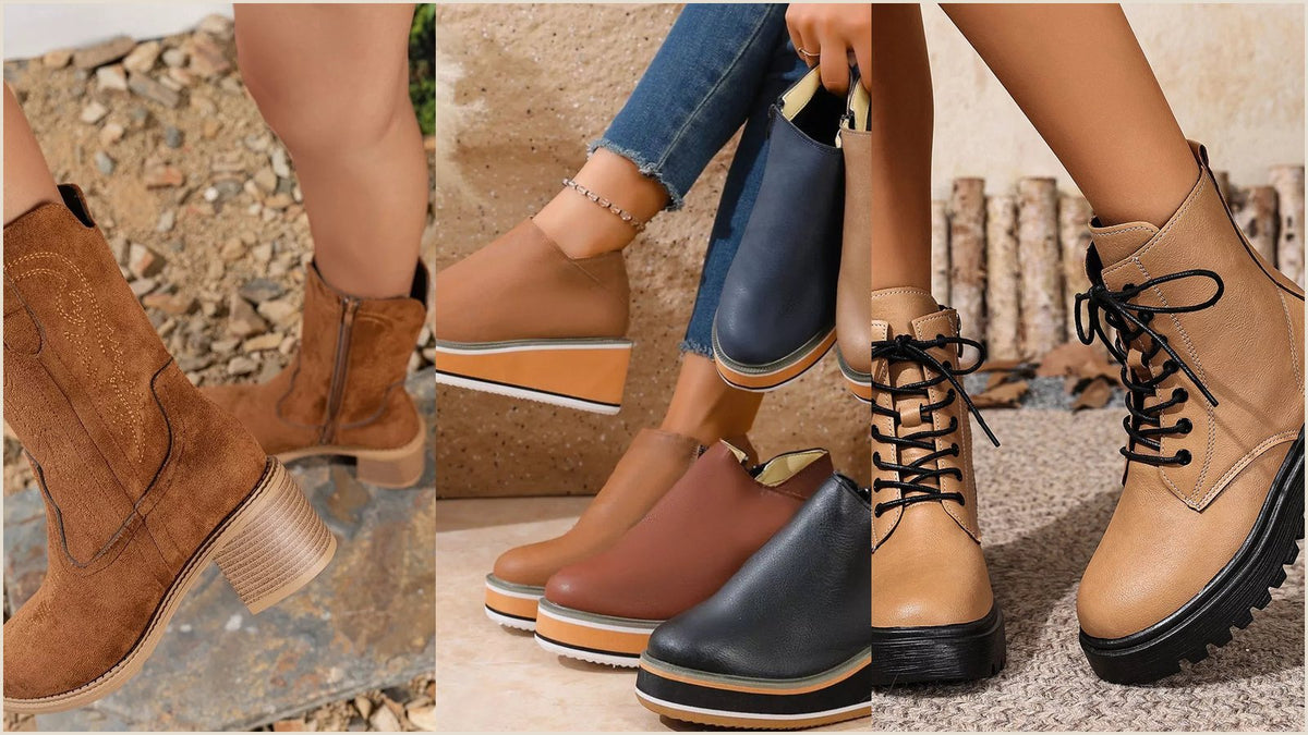 Knee high, western and combat boots, three of the best boots to wear with a dress in fall