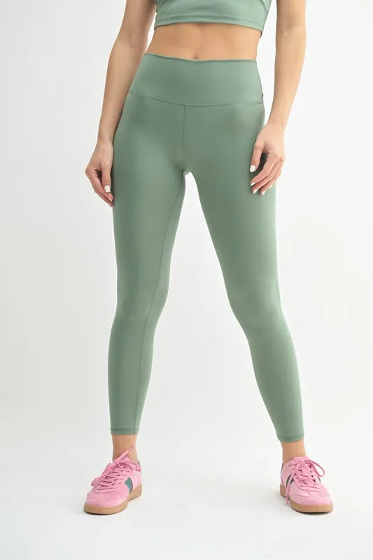 High waisted contour leggings on model, womens leggings collection