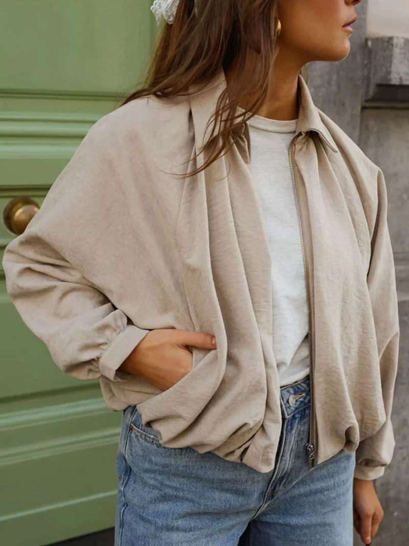 Womens bomber jacket with ribbed cuffs