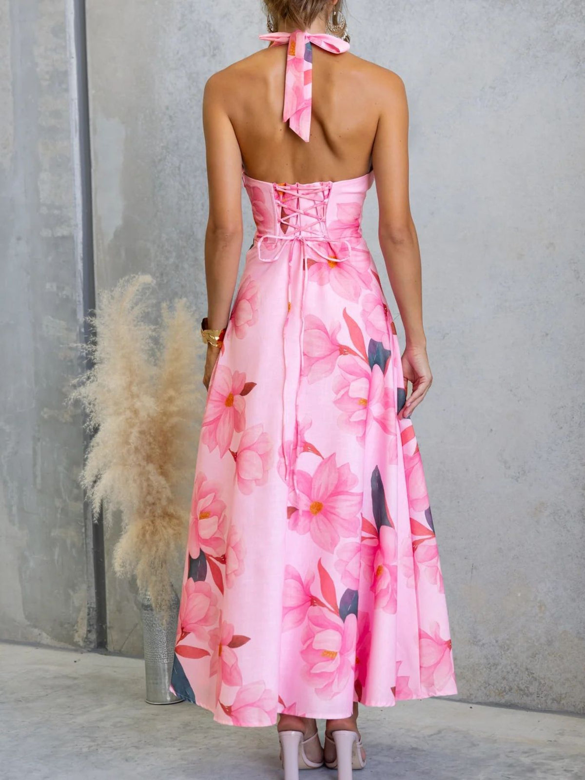 Floral halter neck maxi dress view 12
