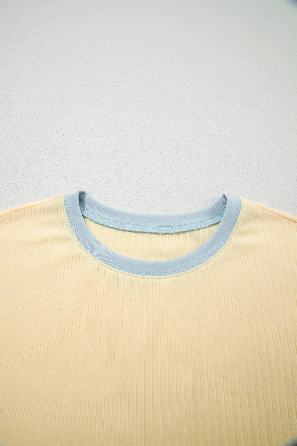Soft Ribbed Color Block Casual Short Set, view 10