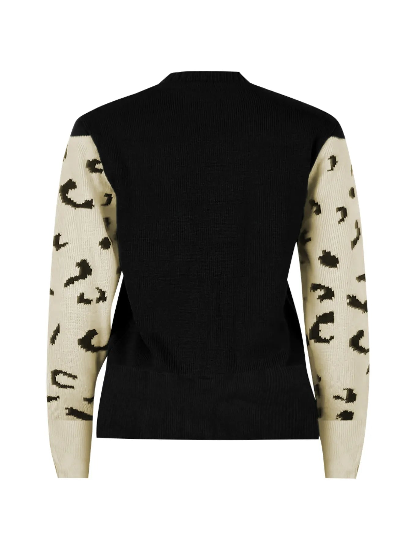 Leopard Round Neck Sweater - Fashorio
