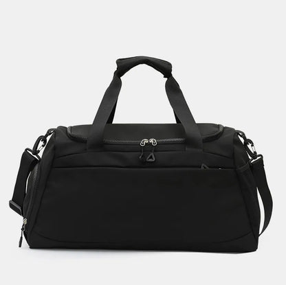 Oxford Cloth Multi Pockets Adjustable Strap Travel Bag Black One Size - Fashorio