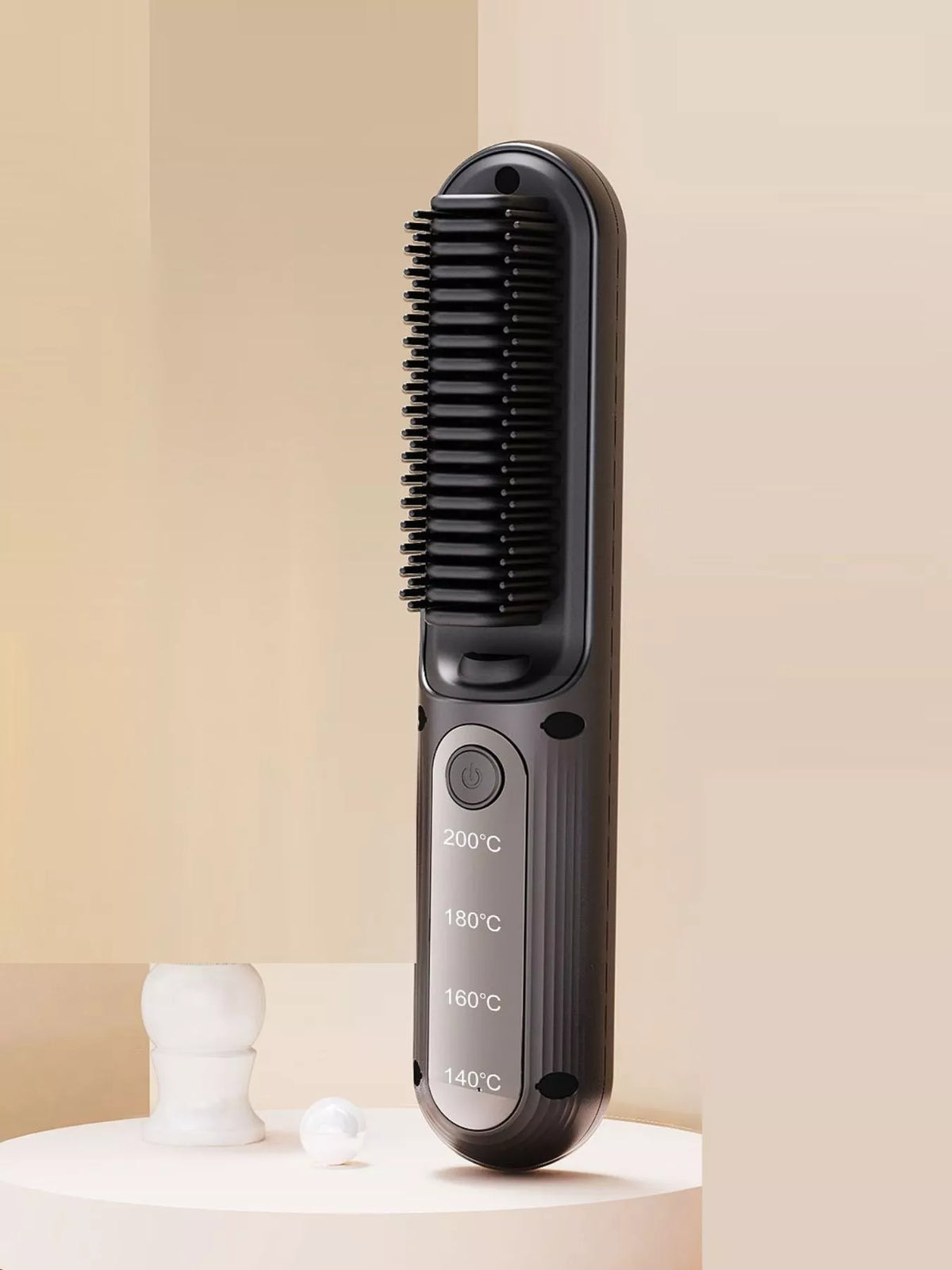 Heated straightening comb with negative ions