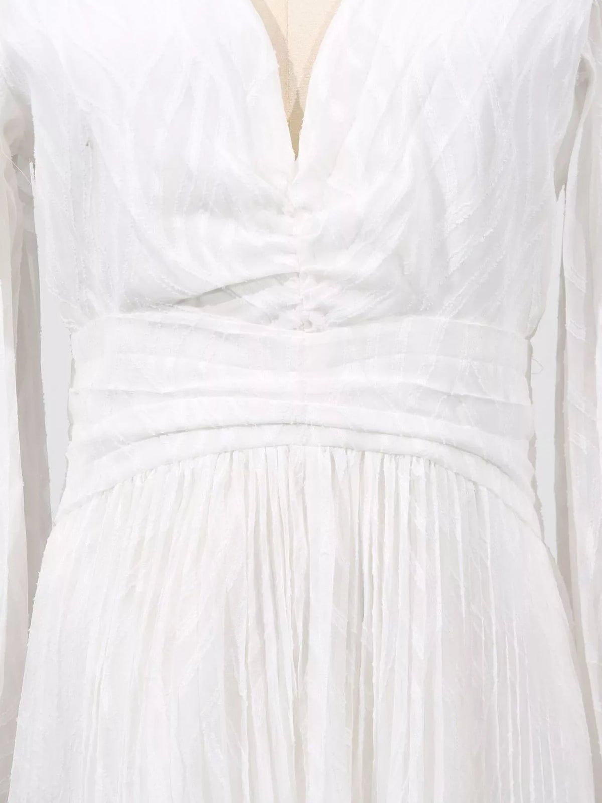V neck long sleeve maxi dress hem detail