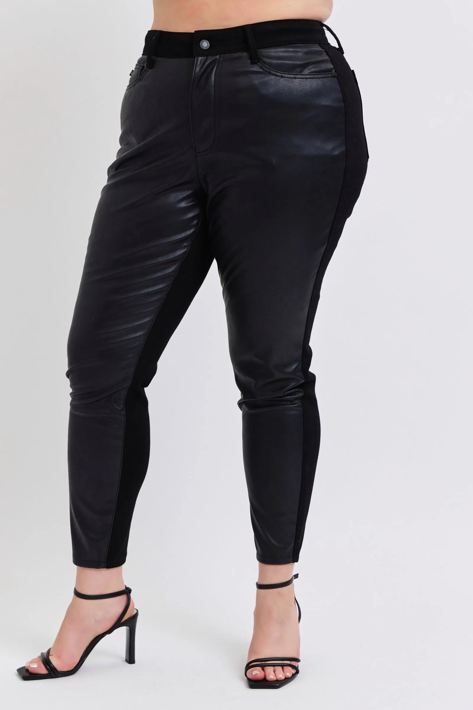 Judy Blue Plus Size HW Faux Leather Skinny Pants - Fashorio