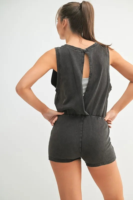Mineral Wash Vintage Romper side view