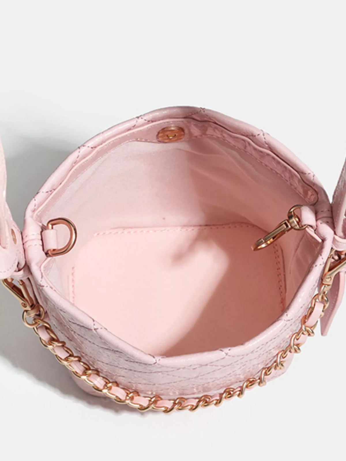 Mini bucket bag side profile