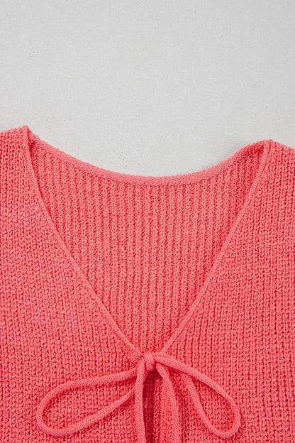 Double Tie V Neck Sweater Vest - Fashorio