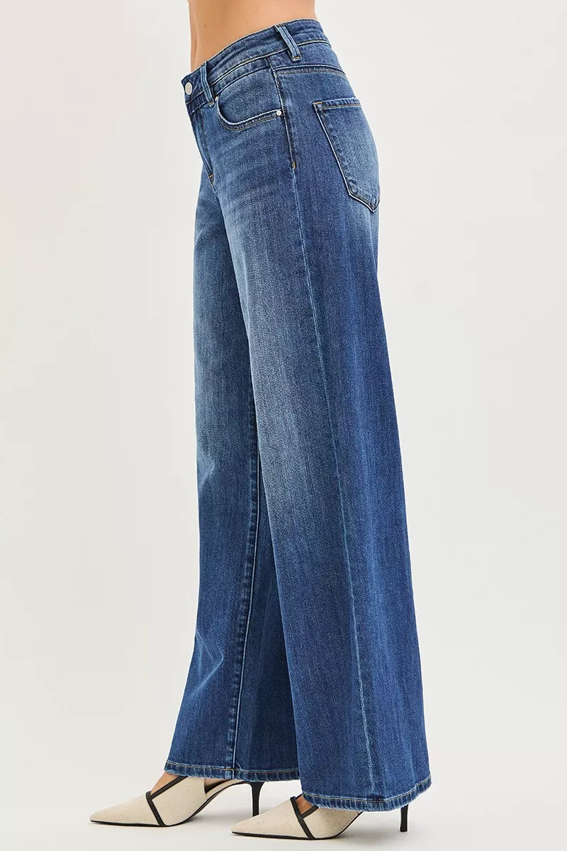 RISEN slouchy jeans back view dark wash