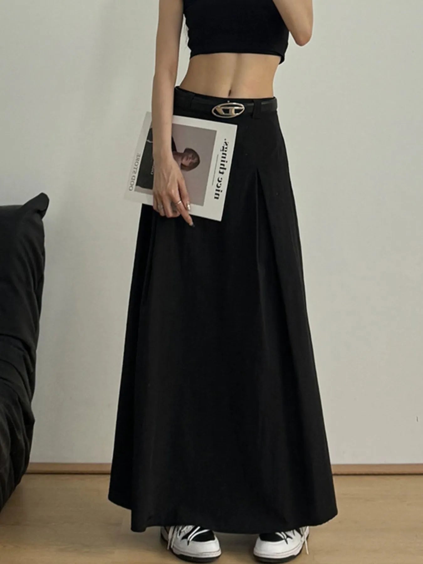 High Waist A-Line Maxi Skirt - Fashorio