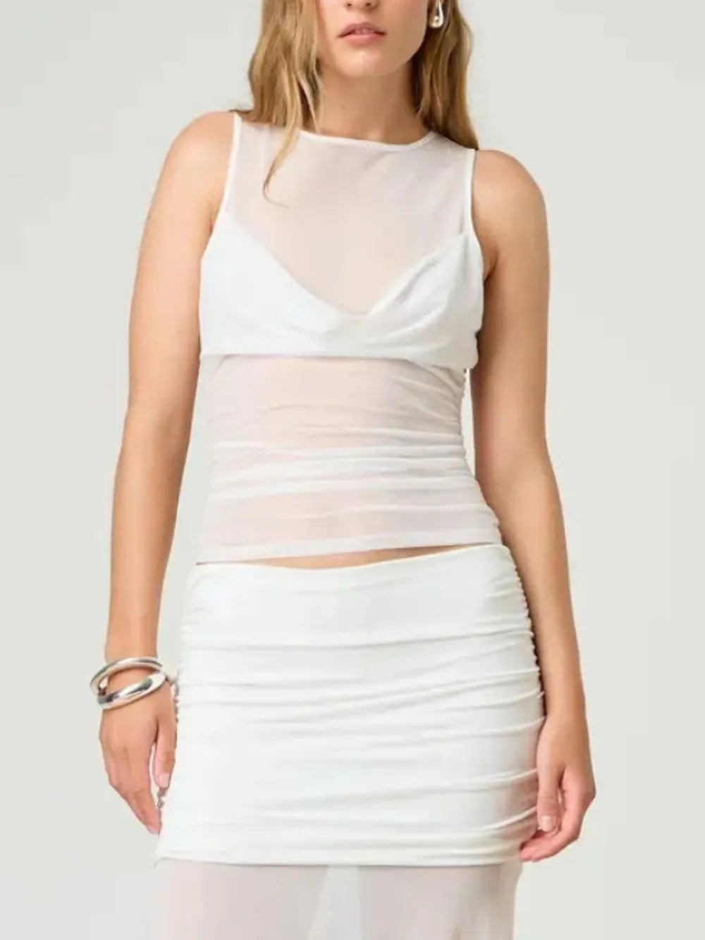 Sleeveless ruched tank top back view