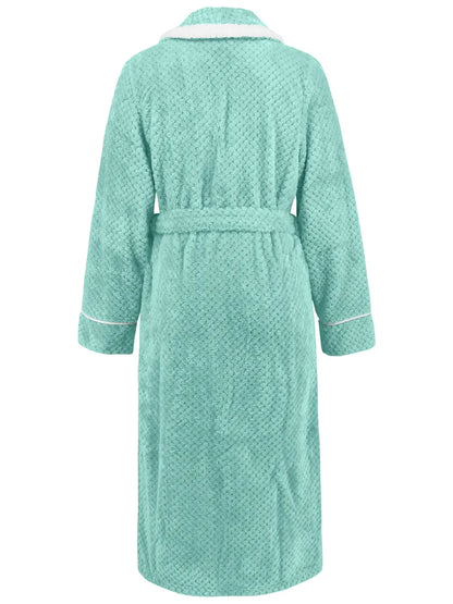 Contrast Trim Tie Waist Lounge Nightgown with Pockets - Fashorio