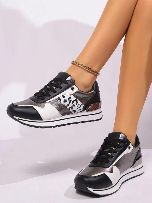 Multi-Color Leopard Lace Up Sneakers - Fashorio