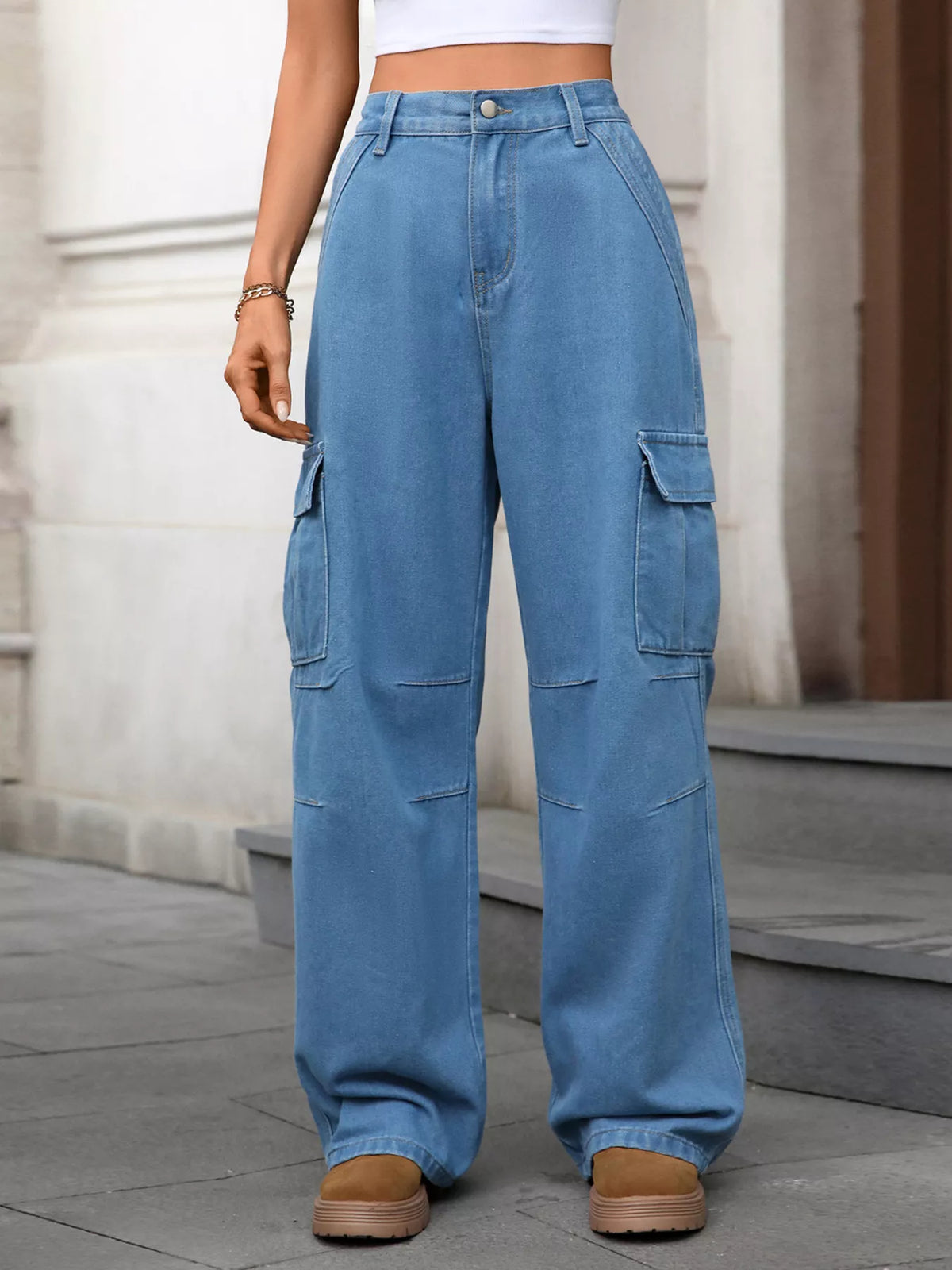 Relaxed Fit Cargo Jeans, view 12