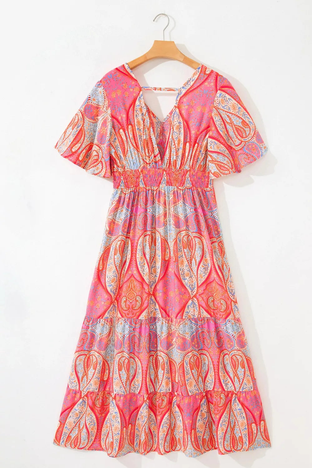 Tiered skirt detail on the boho maxi dress