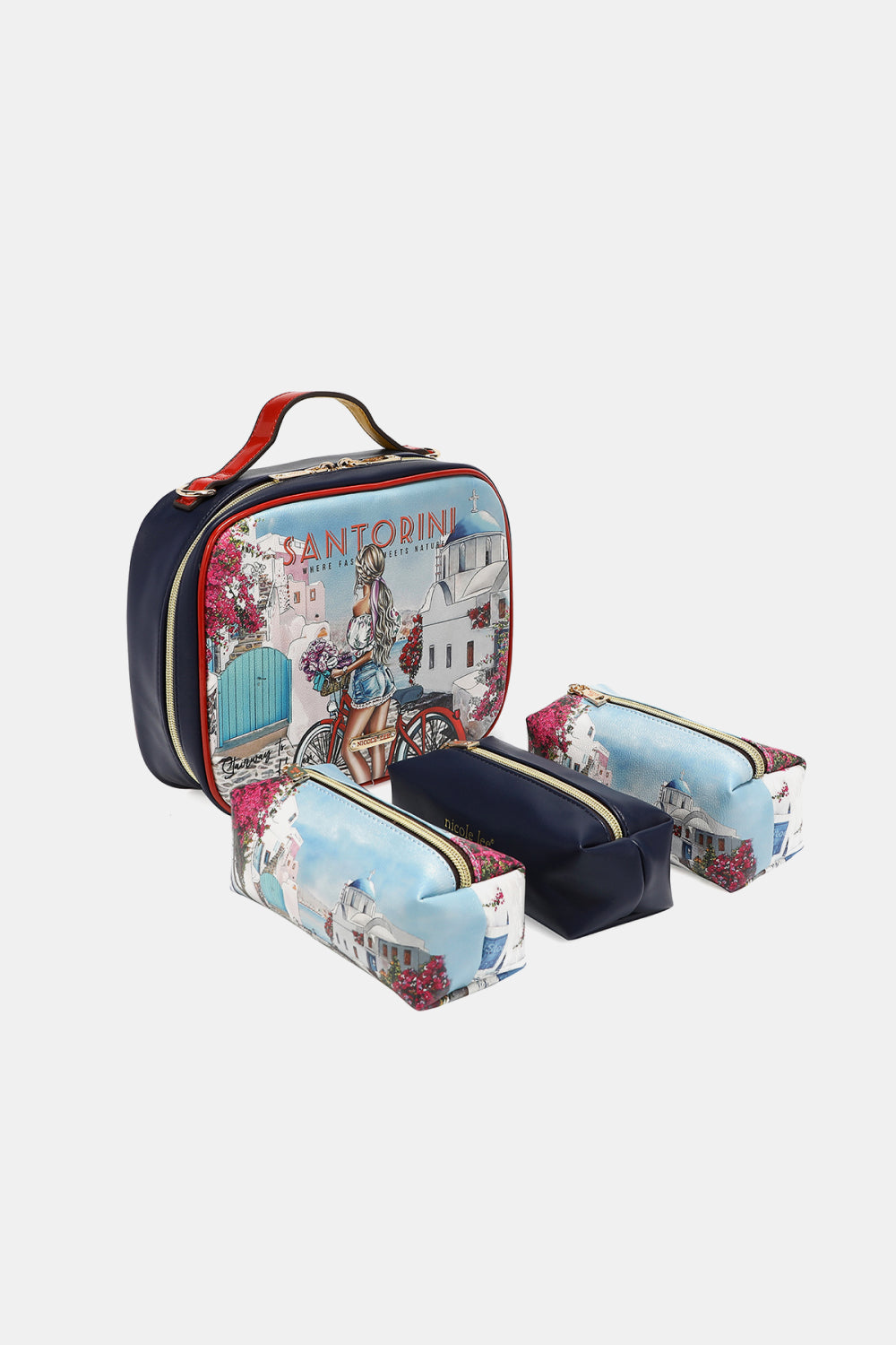 Nicole Lee USA Printed Handbag with Three Pouches - Fashorio