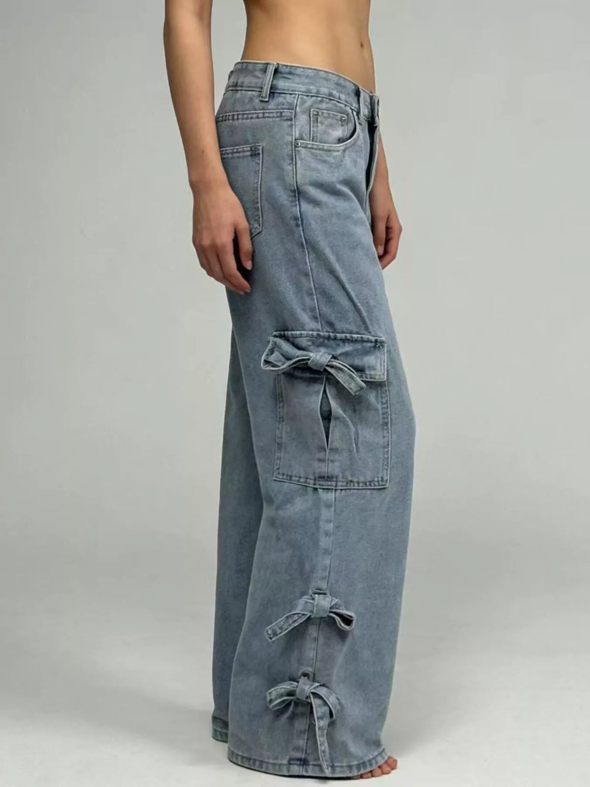 Sky blue wide leg jeans full outfit