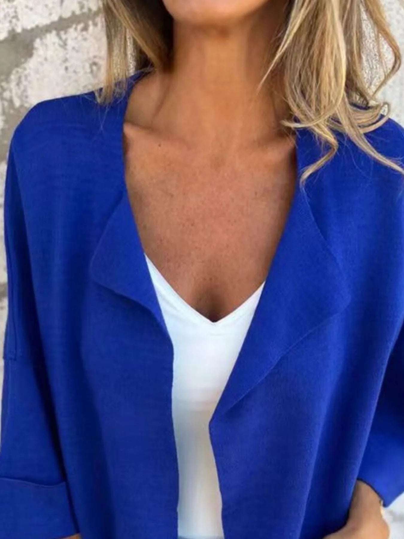 Full Size Open Front 3/4 Sleeve Cardigan Plus Size - Fashorio