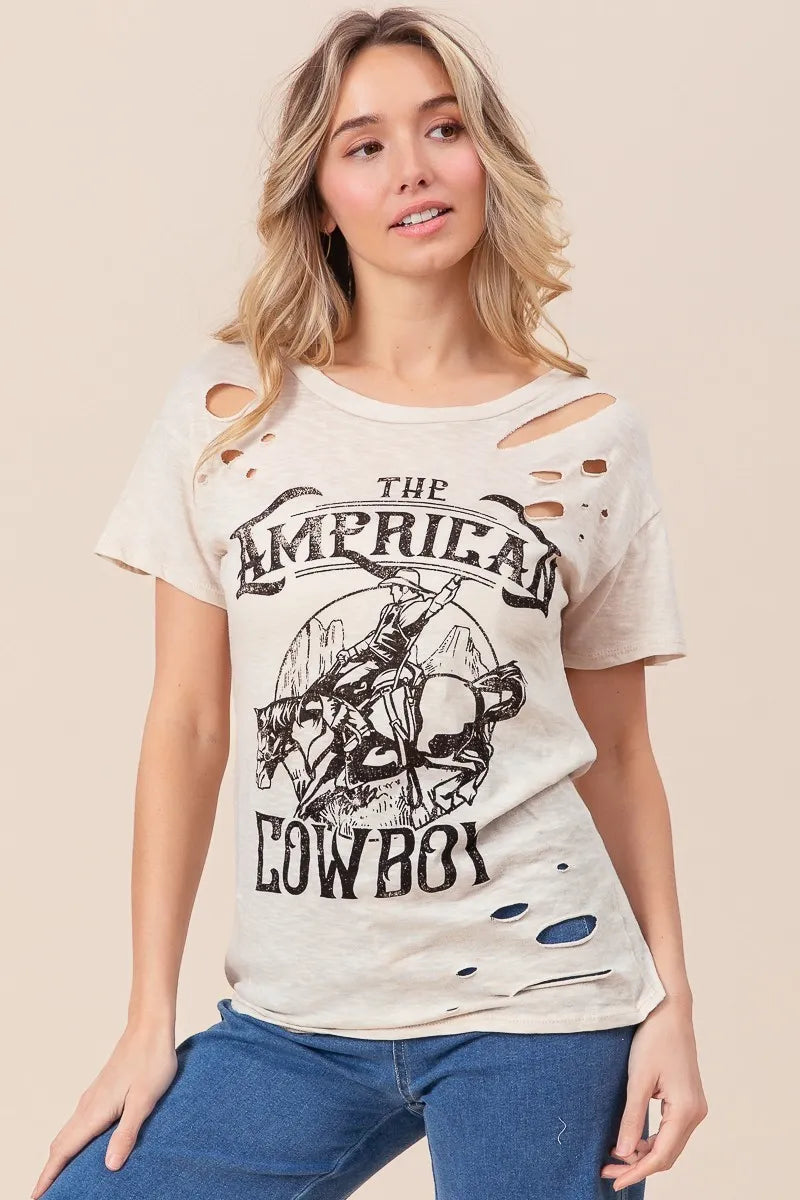 Cowboy graphic tee sleeve detail