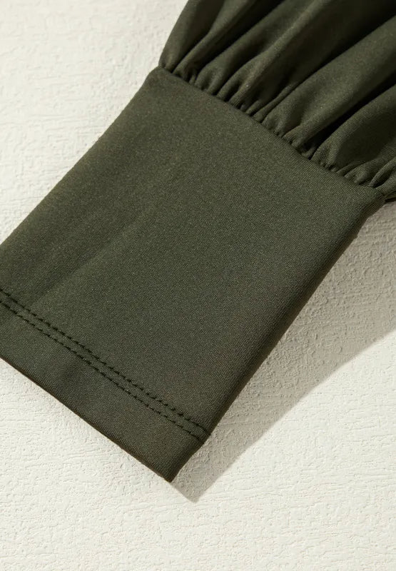 Ruched Surplice Long Sleeve Bodysuit - Fashorio