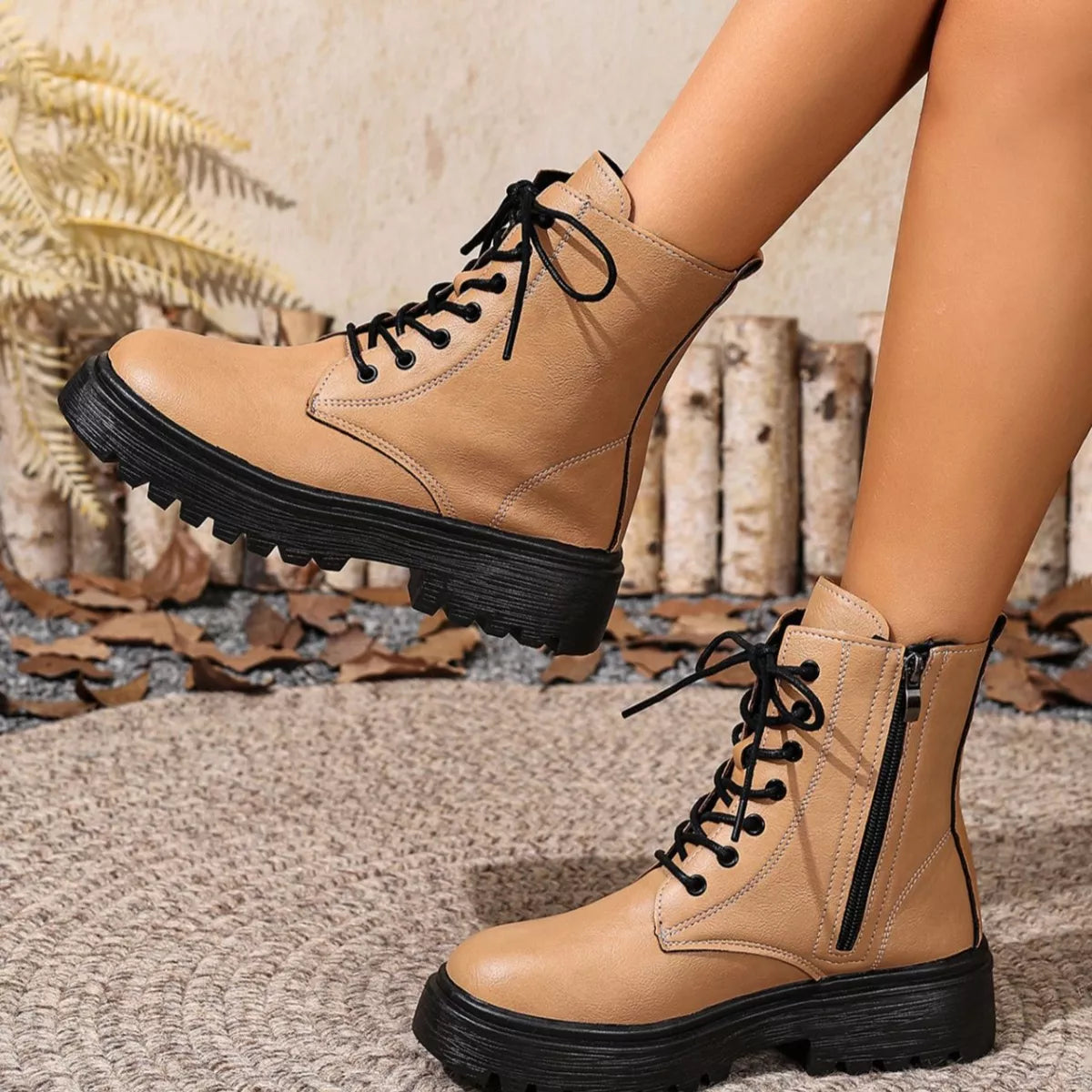 Combat boots heel detail