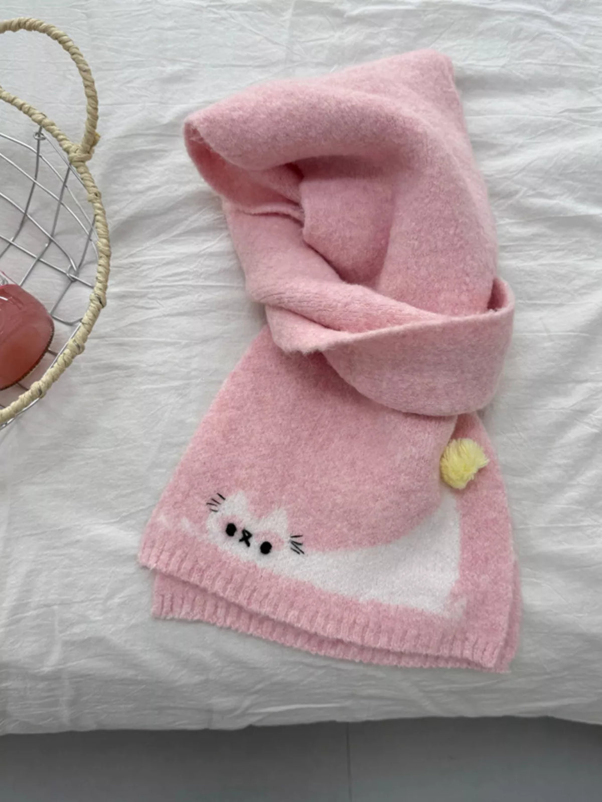 Novelty cat scarf styled for winter
