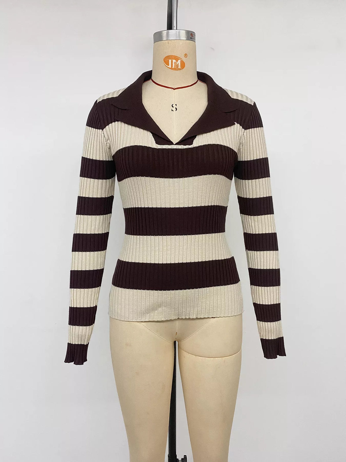Striped Ribbed Long Sleeve Sweater view 9