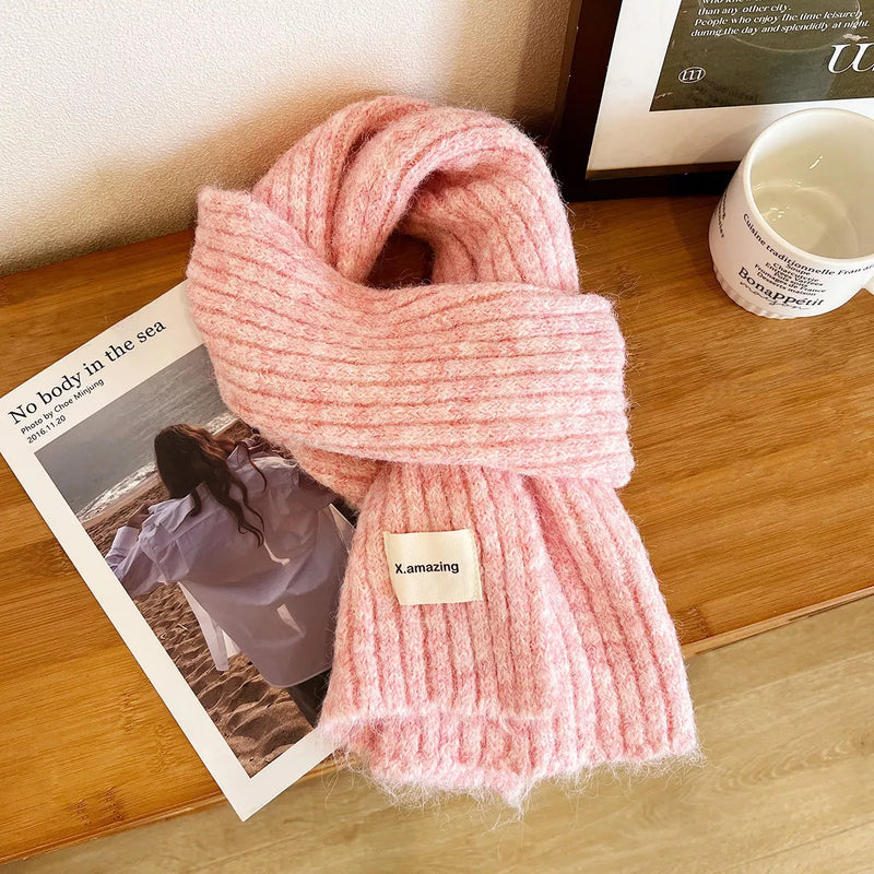 Soft knit winter scarf around the neck