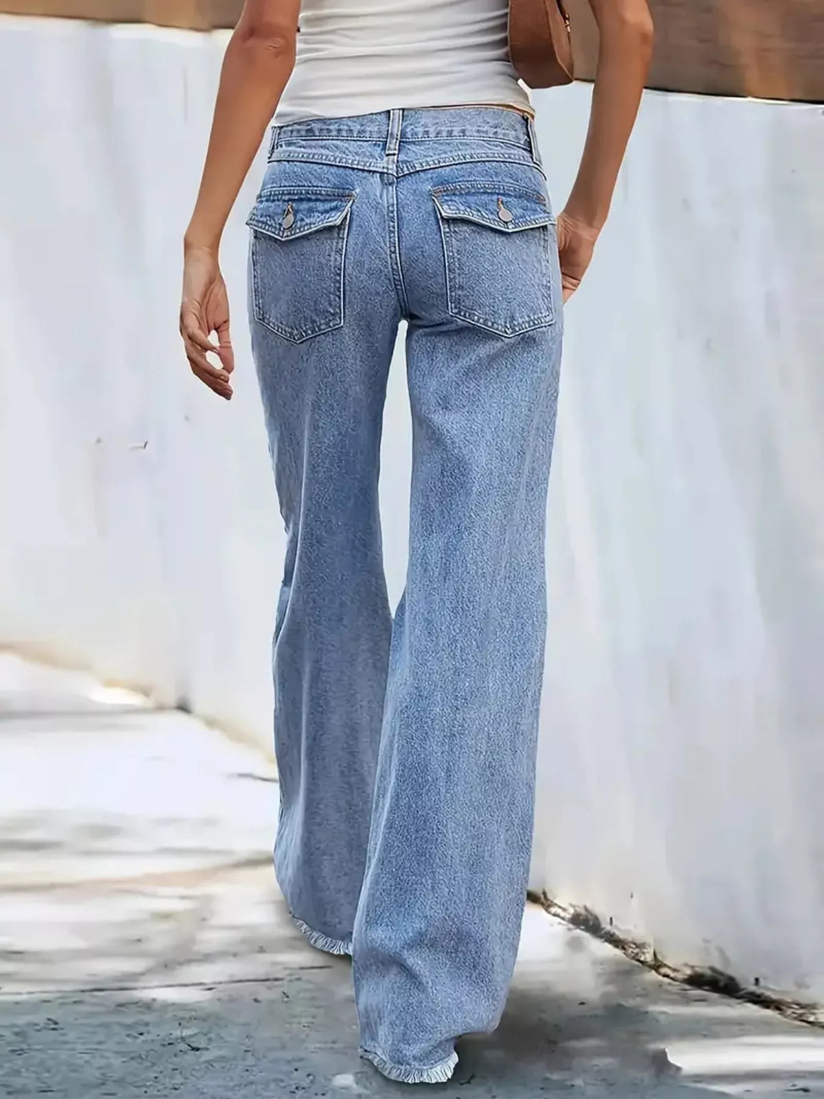 High rise wide leg jeans back view