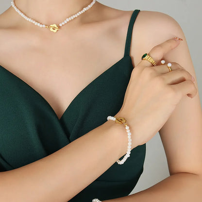 Titanium Steel Pearl Flower Bracelet - Fashorio