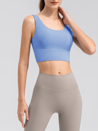 Scoop Neck Wide Strap Active Tank - Fashorio