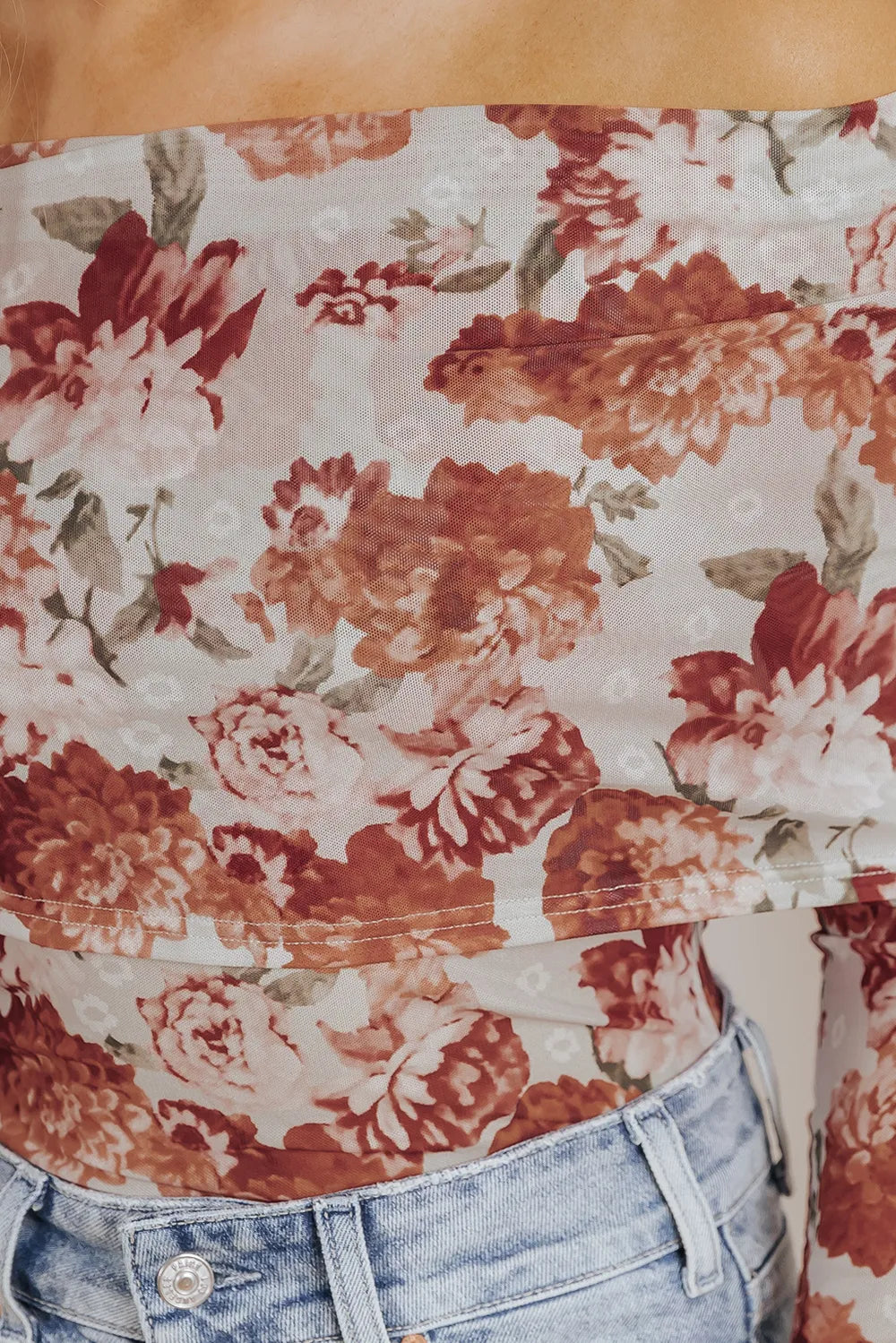 Floral Off-Shoulder Long Sleeve Bodysuit - Fashorio