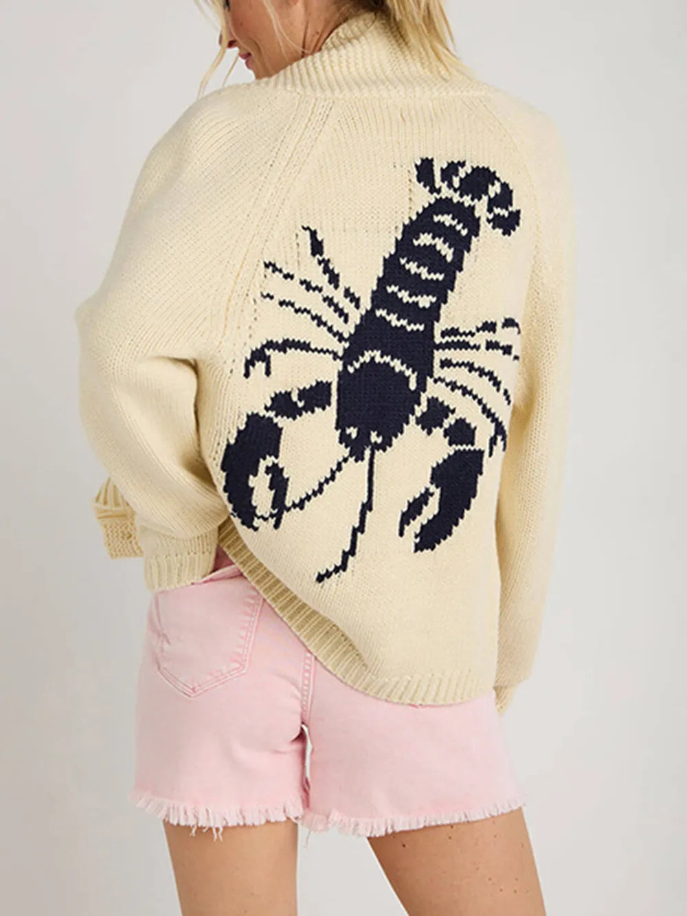Lobster Button Up Long Sleeve Cardigan - Fashorio