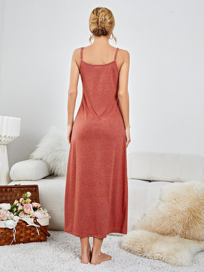 Scoop Neck Spaghetti Strap Night Dress - Fashorio