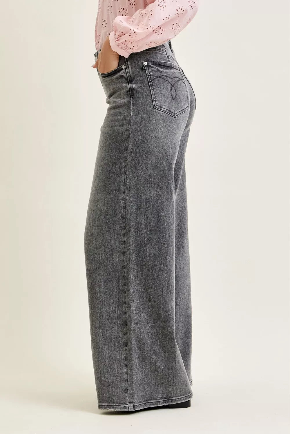 Mid rise palazzo wide leg pants full length styling