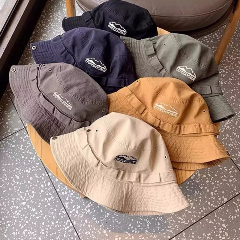 Outdoor wide brim bucket hat front view