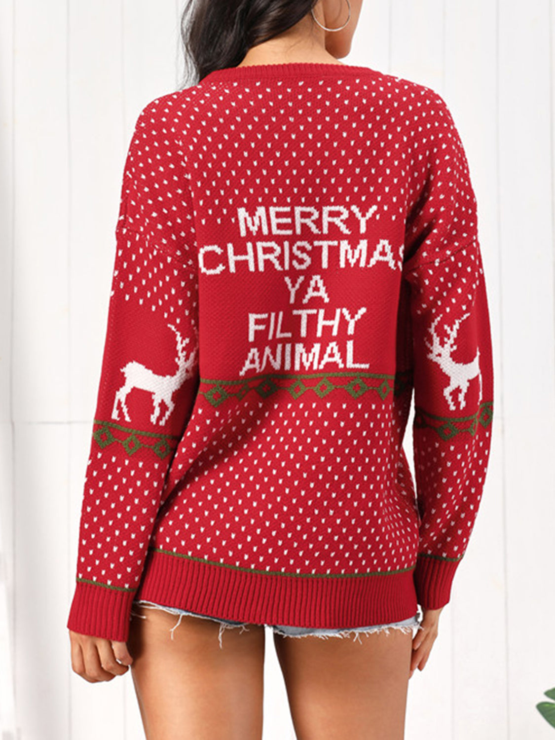 Christmas Element Round Neck Sweater - Fashorio