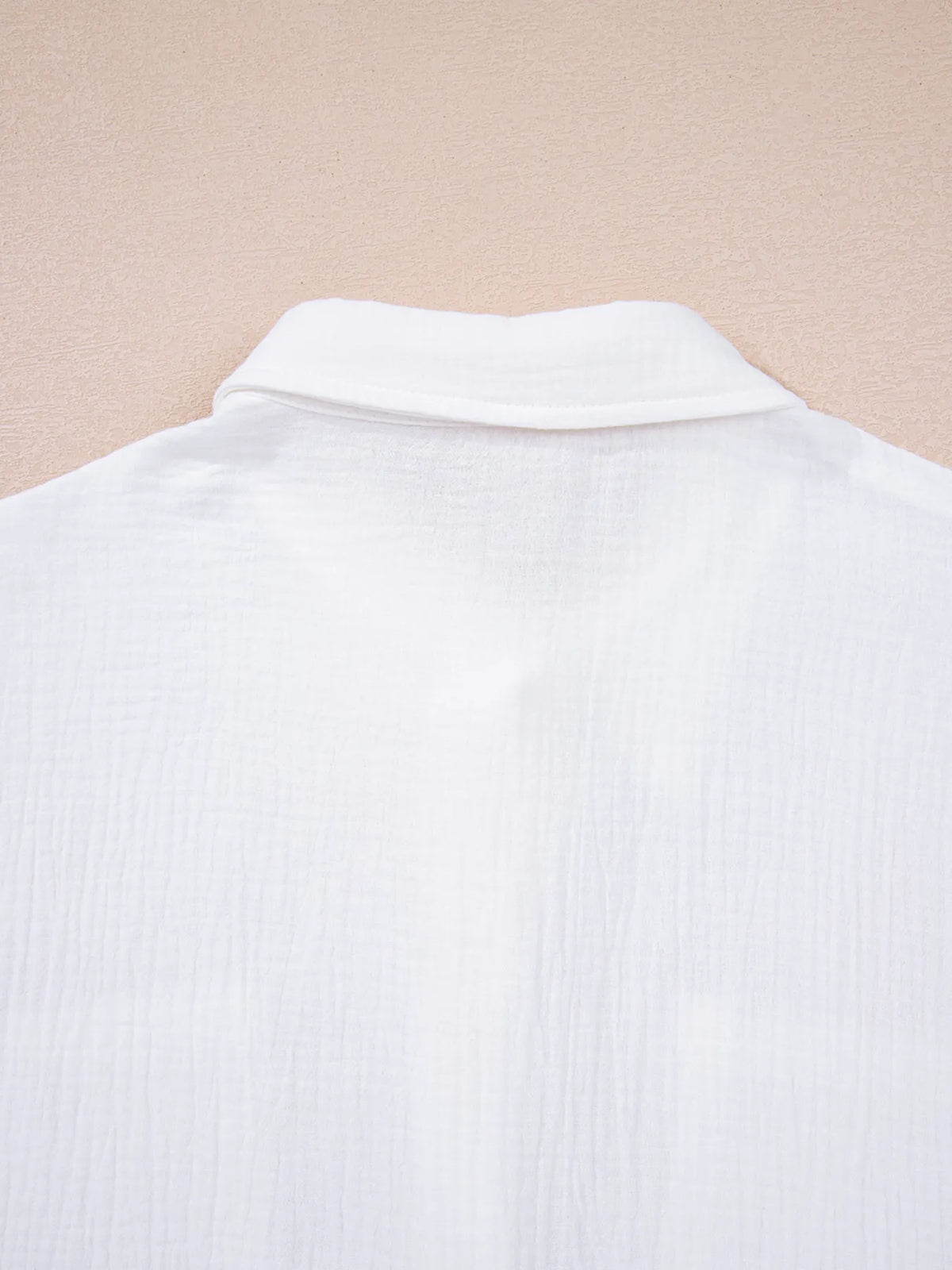 White eyelet sleeve shirt full length look