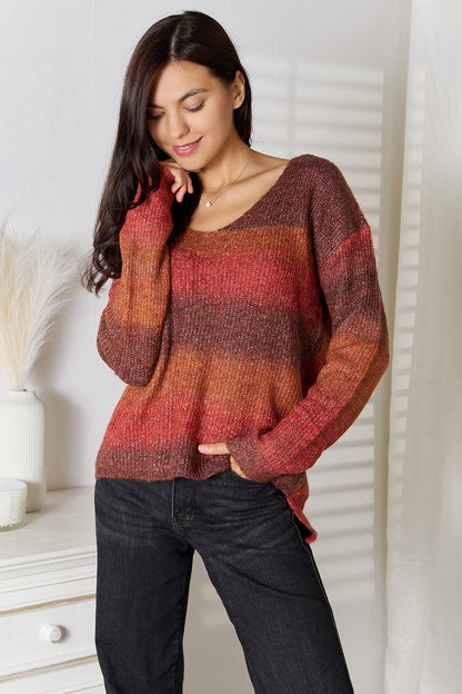 Angel Wings Gradient V-Neck Sweater - Fashorio