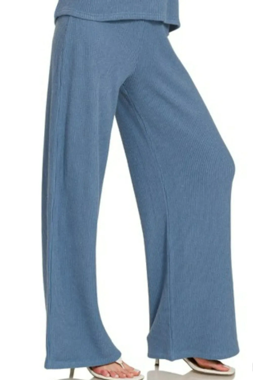 Zenana Rolled Sleeve Top and Pants Sweater Set - Fashorio