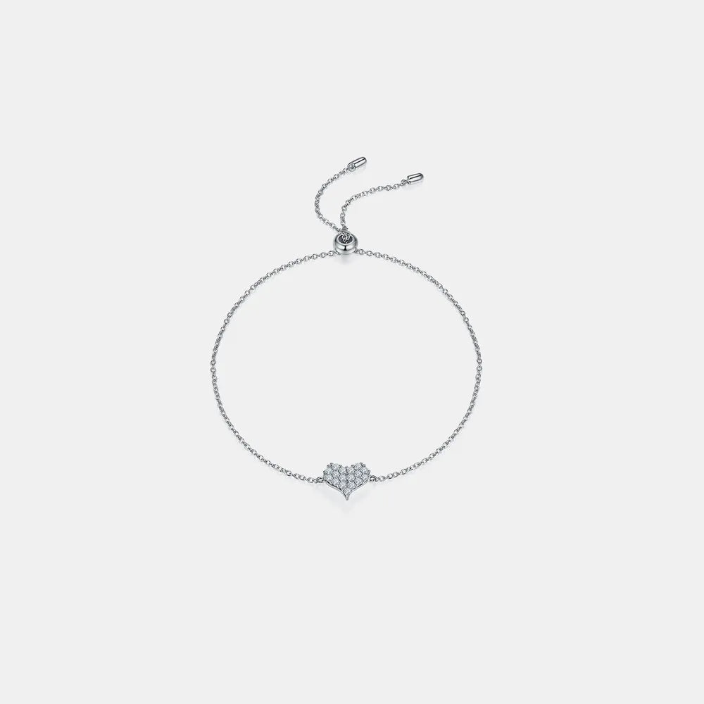 Moissanite 925 Sterling Silver Heart Bracelet - Fashorio