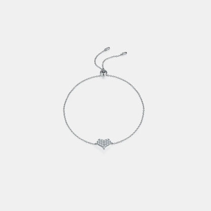 Moissanite 925 Sterling Silver Heart Bracelet - Fashorio