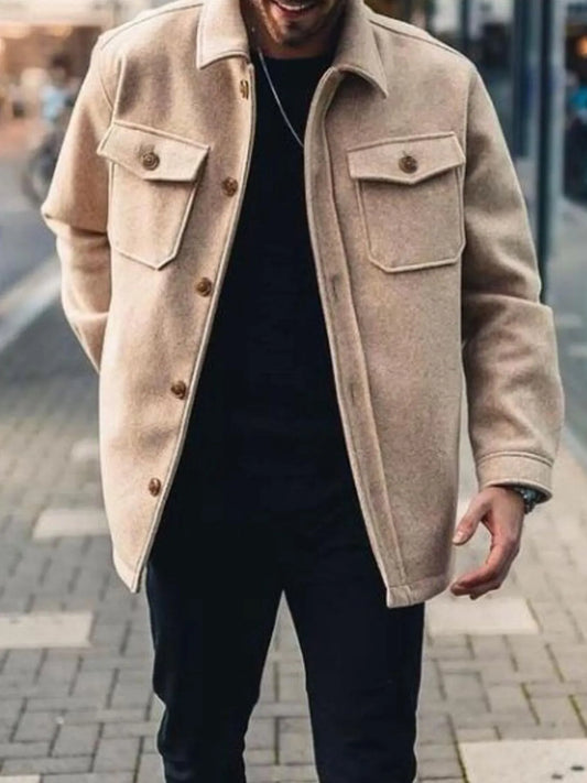 Men's Full Size Button Up Long Sleeve Jacket Plus Size - Fashorio