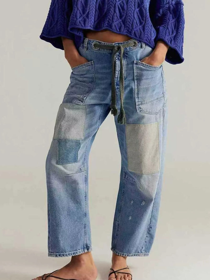 Washed relaxed fit jeans front view