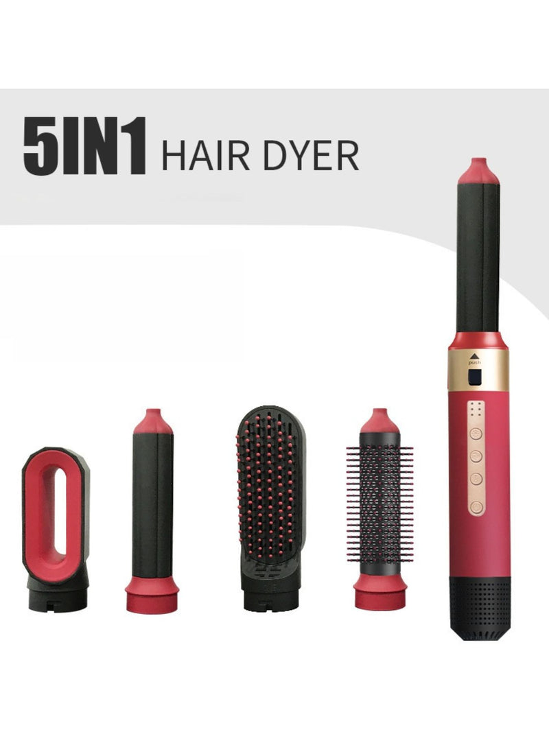 5 in 1 interchangeable hot air brush deep red
