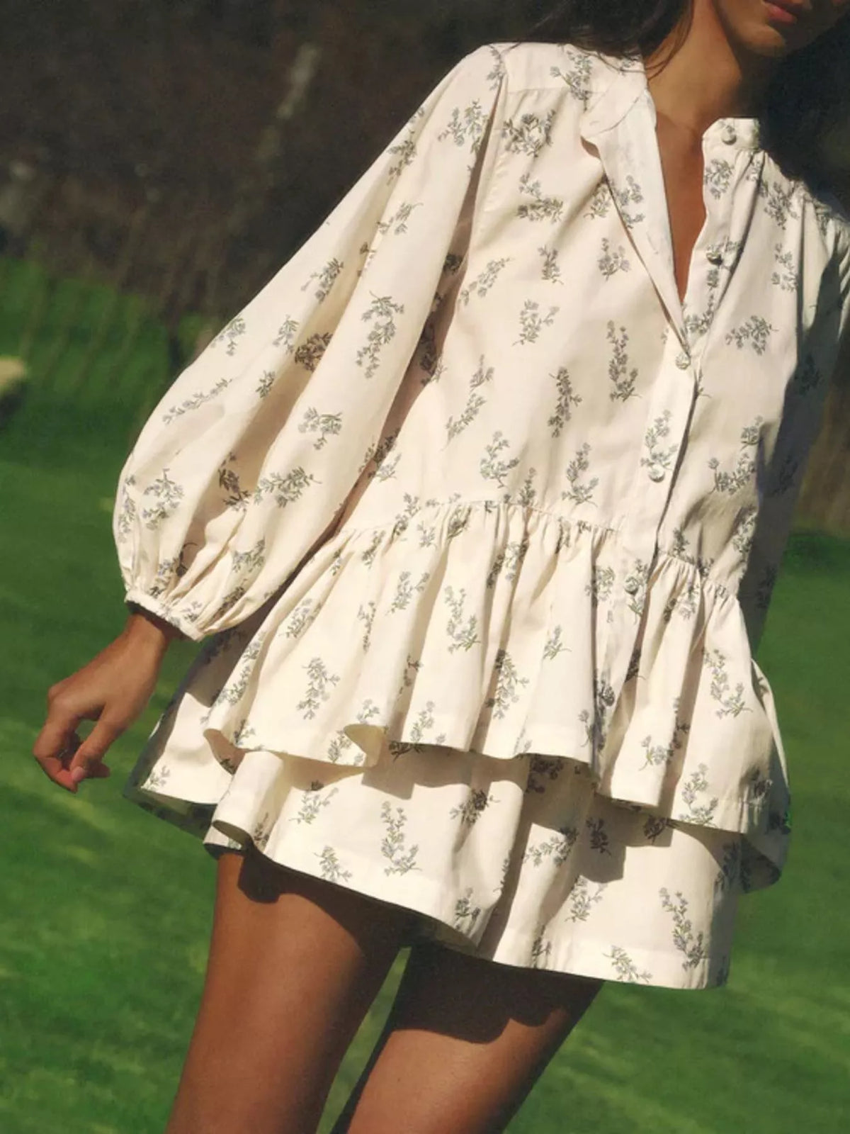 Balloon sleeve two piece set styling view